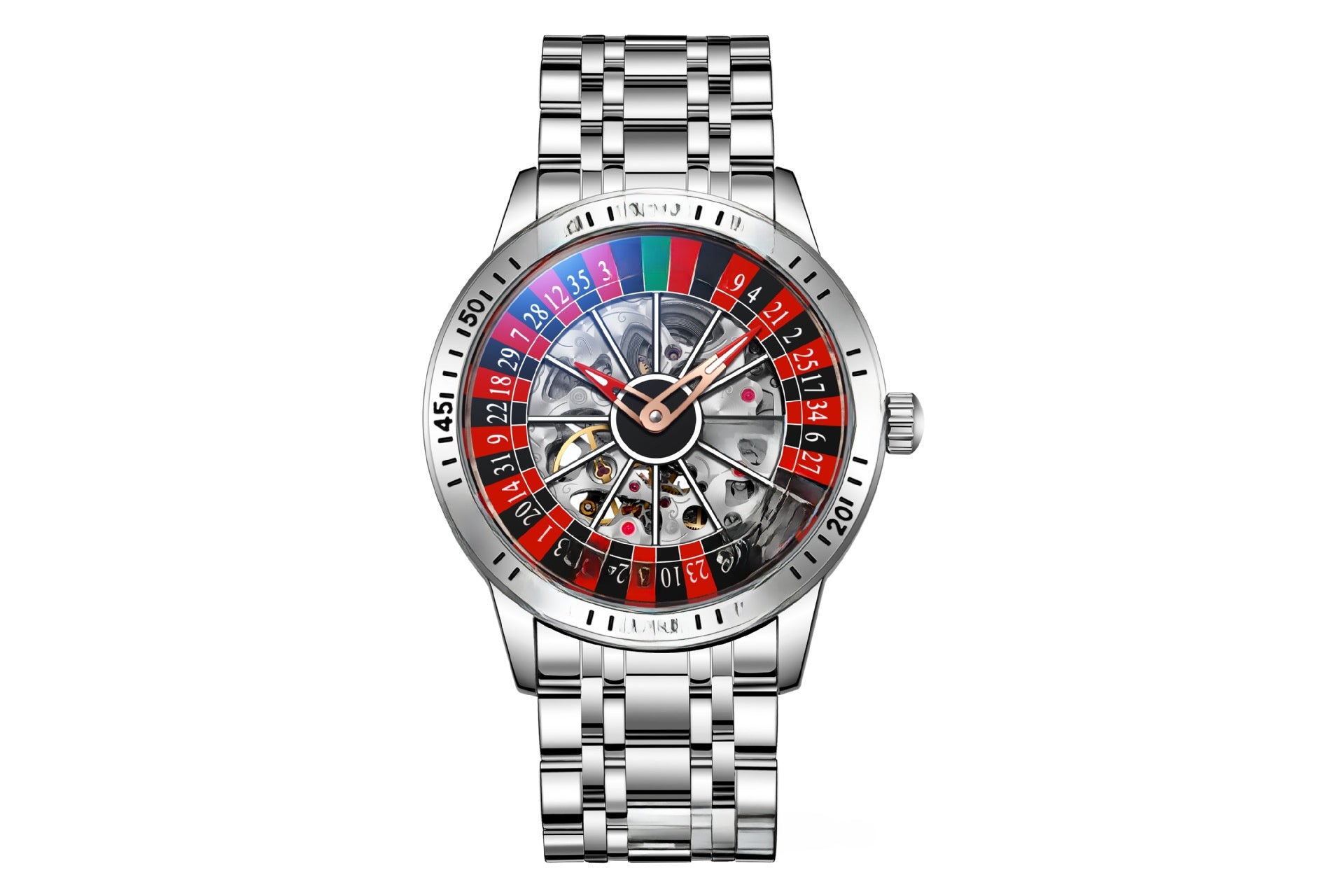 Automatic Mechanical Roulette Watch with Luminous Display